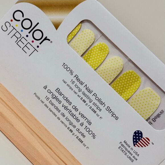 New Color Street “Bikinis and Bellinis” Yellow & White Polka-Dot Nail Strips - Picture 5 of 5